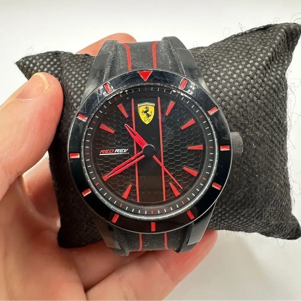 Scuderia‎ Ferrari Men's Red Rev Black Silicone Strap Watch - 38mm